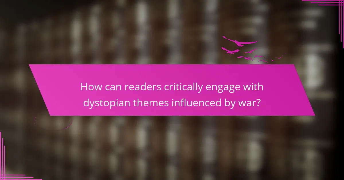 How can readers critically engage with dystopian themes influenced by war?