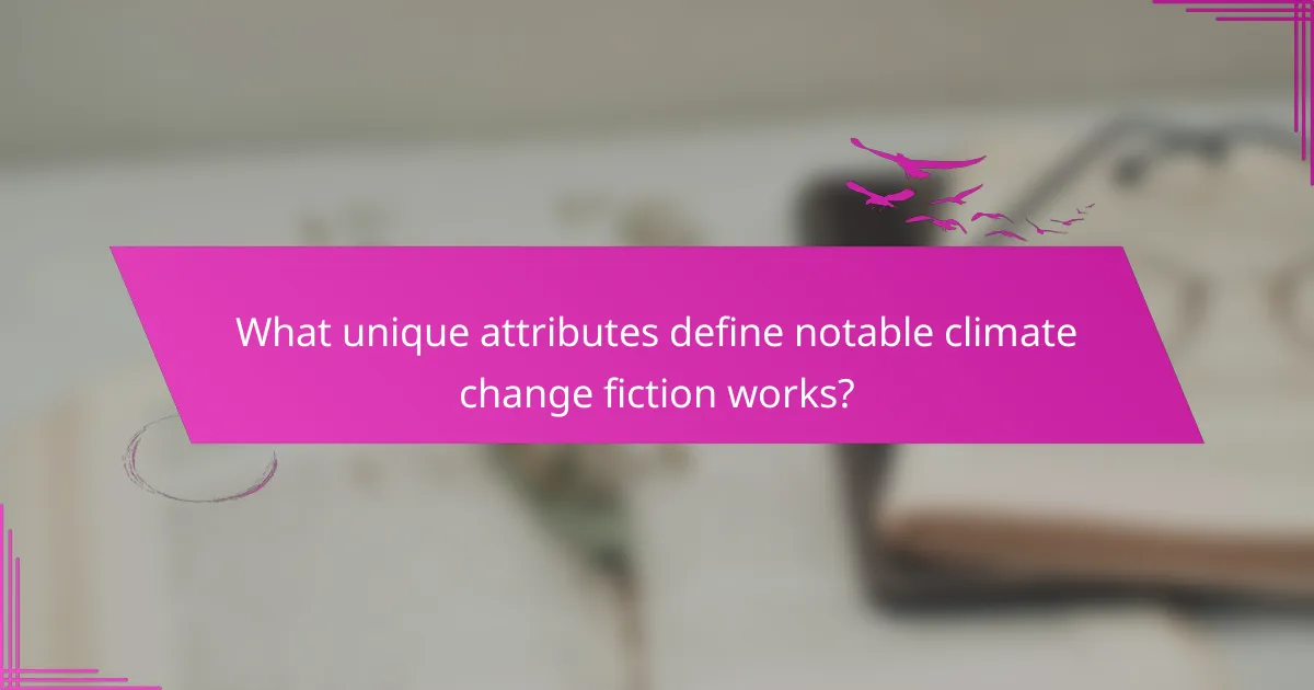 What unique attributes define notable climate change fiction works?